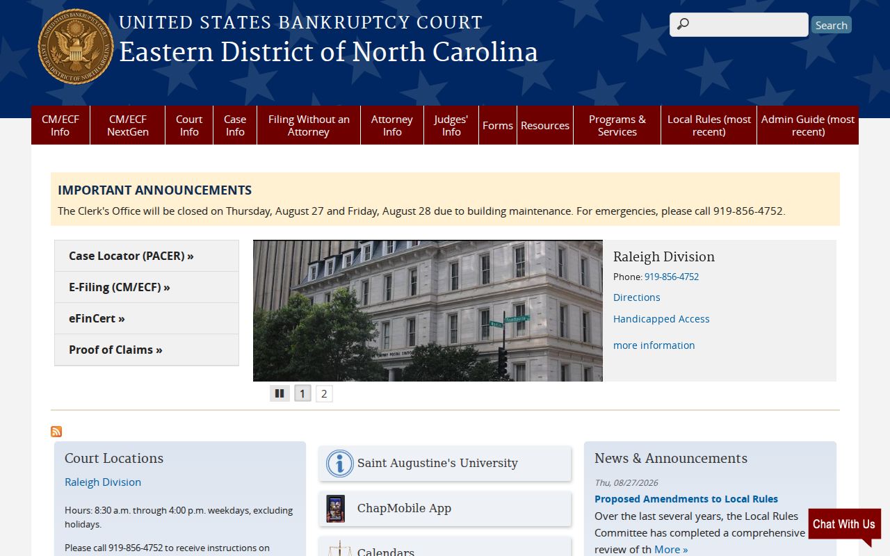 Nash County case search federal bankruptcy court source