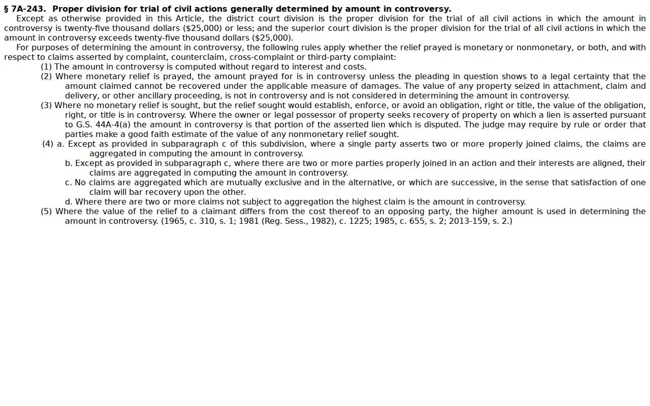 Nash County civil docket court assignment statute