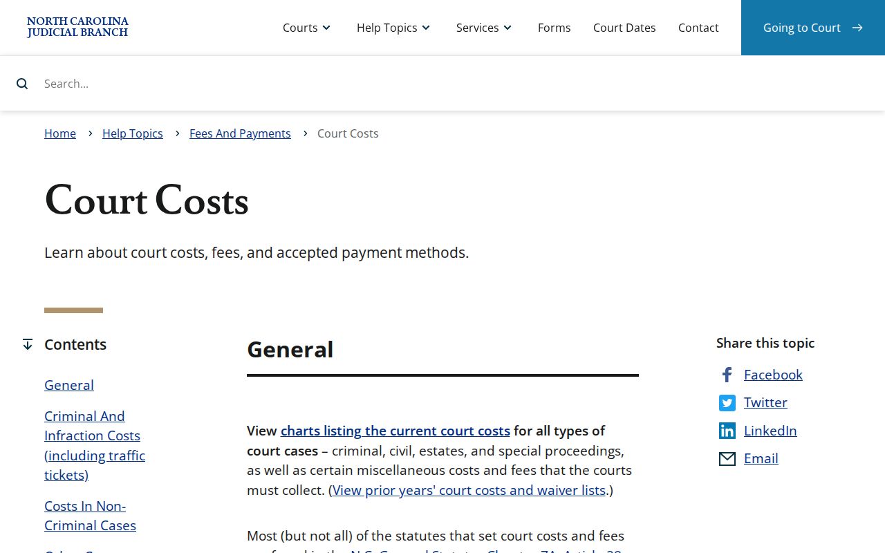 Nash County court record court-cost guidance source