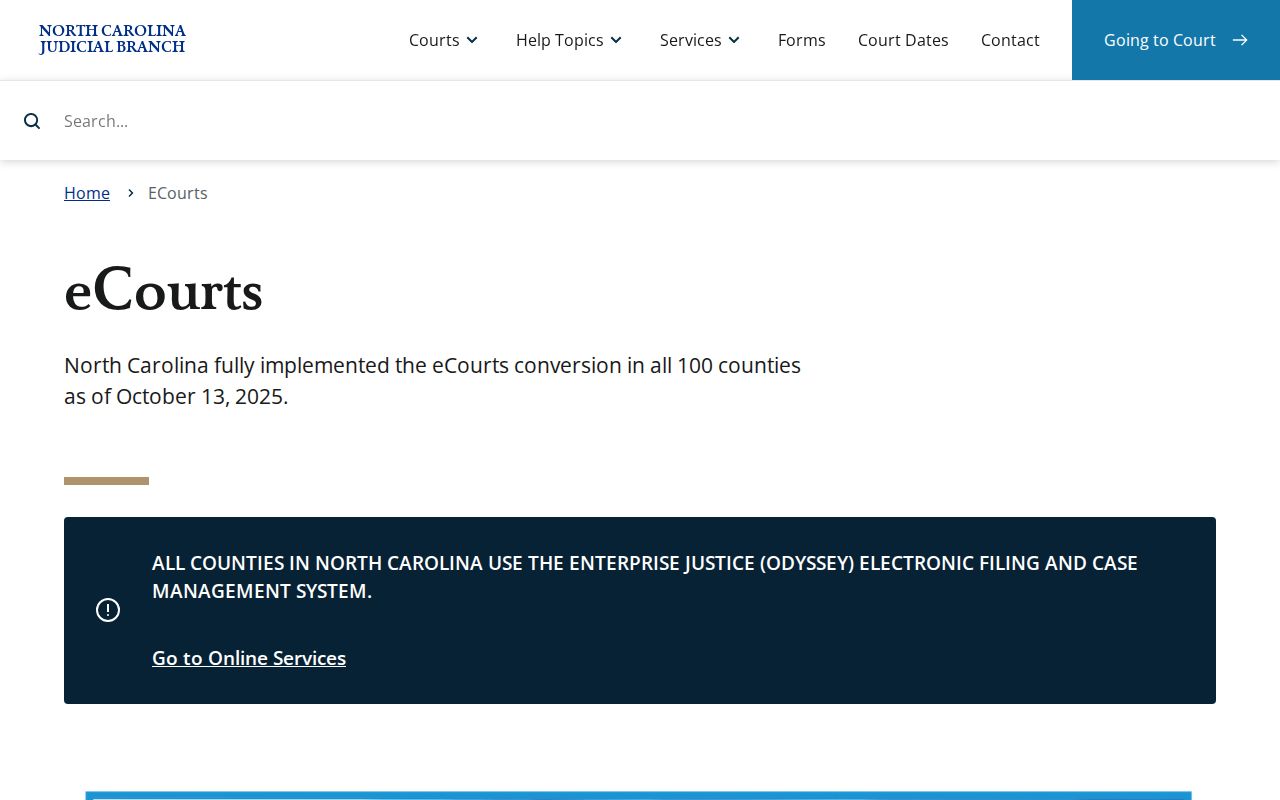 Nash County court docket statewide eCourts access information