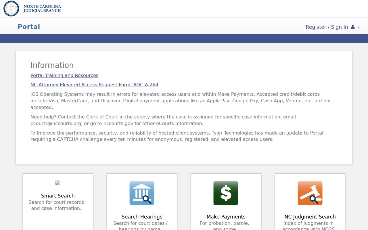 Nash County court docket eCourts Portal public search interface