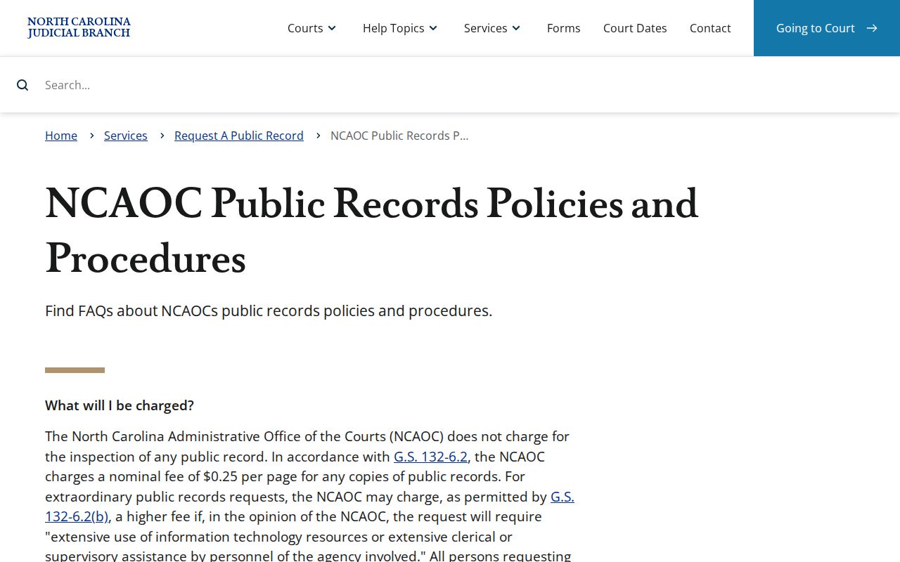 Nash County case search record-custodian policy page