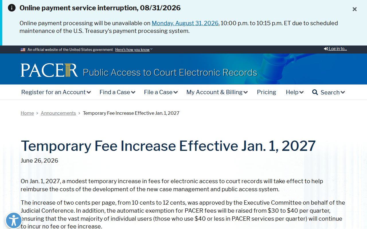 Nash County case search federal fee notice source